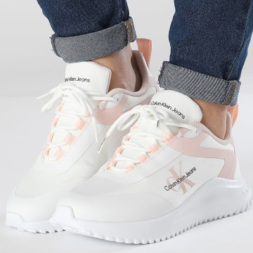 Calvin Klein - Eva Runner Low Lace Mix 1442 Bright White Peach Blush Zapatillas Mujer