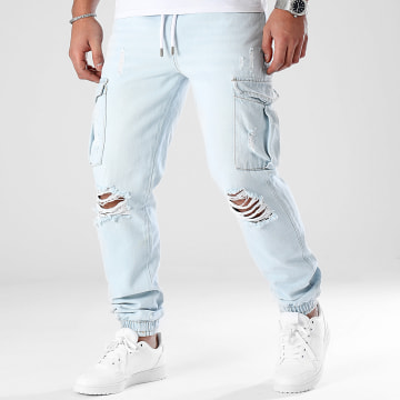  LBO - Jogger Pant Jean Cargo Relaxed Fit Destroy 3177 Denim Wash
