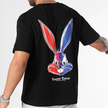 Looney Tunes - Tee Shirt Oversize Large Angry Bugs Bunny Chrome Color Blue Orange Noir