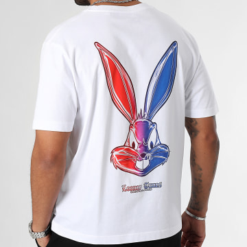 Looney Tunes - Camiseta Oversize Large Angry Bugs Bunny Chrome Color Azul Naranja Blanco
