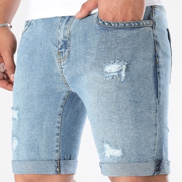 LBO - Pantalones cortos vaqueros con Destroy 0450 Denim Azul Medio