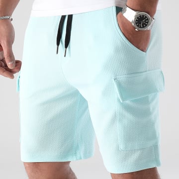 LBO - 0783 Pantalones cortos tipo cargo con textura de gofre Azul turquesa