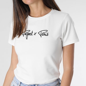 Project X Paris - Tee Shirt Col Rond Femme F221121 Blanc
