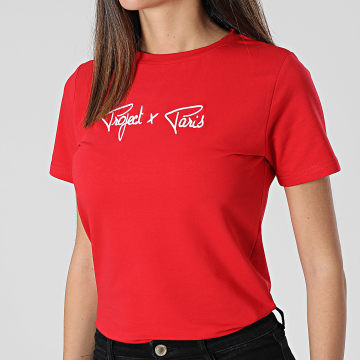 Project X Paris - Tee Shirt Col Rond Femme F221121 Rouge