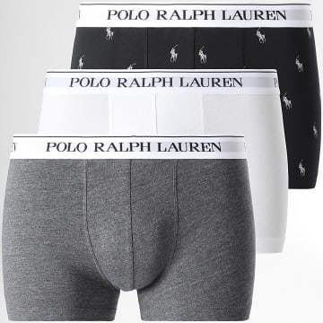  Polo Ralph Lauren - Lot De 3 Boxers Blanc Noir Gris Anthracite Chiné