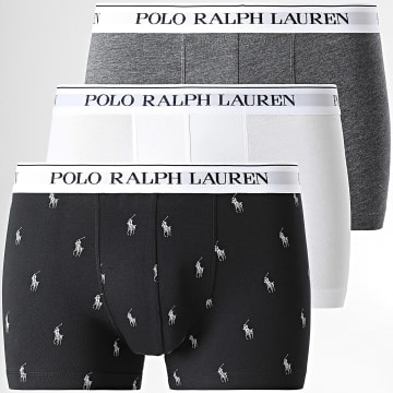 Polo Ralph Lauren - Lot De 3 Boxers Blanc Noir Gris Anthracite Chiné