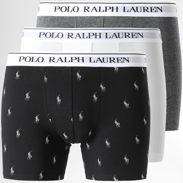  Polo Ralph Lauren - Lot De 3 Boxers Blanc Noir Gris Anthracite Chiné