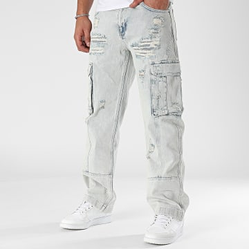 2Y Premium - Jeans Cargo con lavaggio blu
