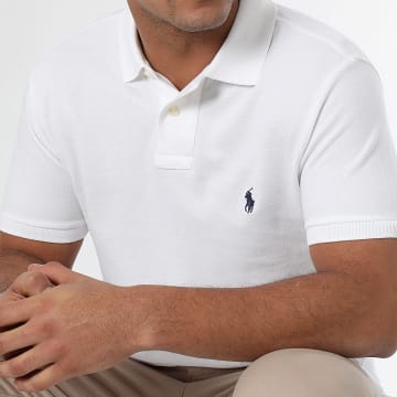 Polo Ralph Lauren - Polo Manches Courtes Slim Coton Piqué Blanc