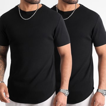 LBO - Lote de 2 camisetas texturizadas Waffle 0839 Negro