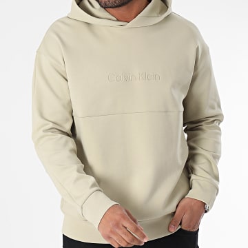 Calvin Klein - Sudadera con capucha y logotipo en relieve 2746 Verde caqui claro