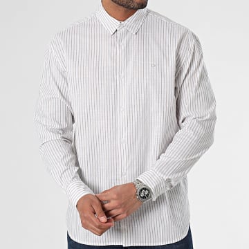Calvin Klein - Camicia a maniche lunghe Slub Stripe 2266 Bianco