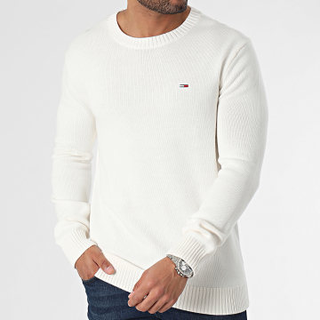 Tommy Jeans - Pull Col Rond Slim Essentials 8370 Blanc