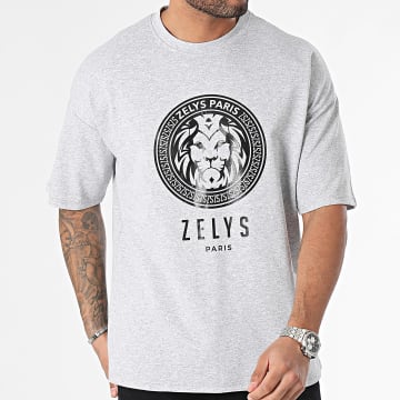 Zelys Paris - Camiseta de cuello redondo gris jaspeado