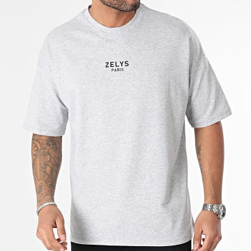 Zelys Paris - Camiseta de cuello redondo gris jaspeado