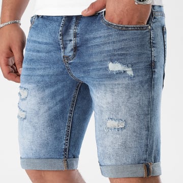 LBO - Pantalones cortos vaqueros con Destroy 0275 Denim azul