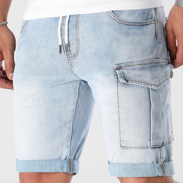 LBO - Short Jean Cargo 0286 Bleu Denim Wash