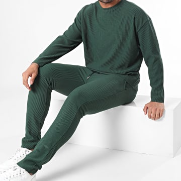Frilivin - Conjunto de jersey y pantalón verde oscuro