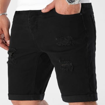 LBO - Pantalones cortos vaqueros con Destroy 0298 Denim negro