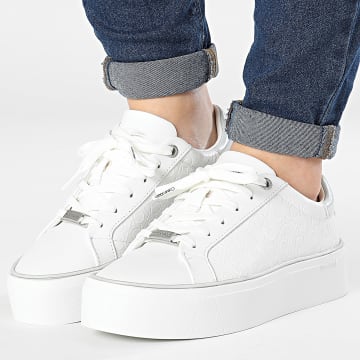Calvin Klein - Donna Flatform C Lace Up Mono Mix 1870 White Pearl Grey Sneakers