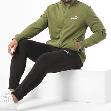 Puma - Tuta Clean con zip e pantaloni da jogging 585840 Khaki Verde Nero