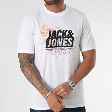 Jack And Jones - Tee Shirt Map Logo Blanc