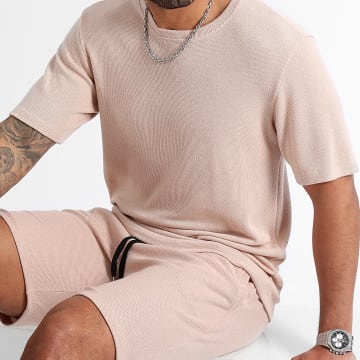 LBO - Conjunto de camiseta texturizada y pantalón corto 1070521 Beige