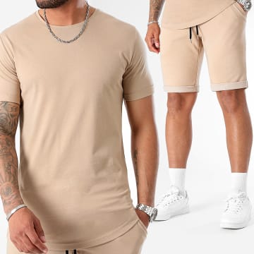 LBO - Conjunto de camiseta oversize y pantalón corto 3235 Beige