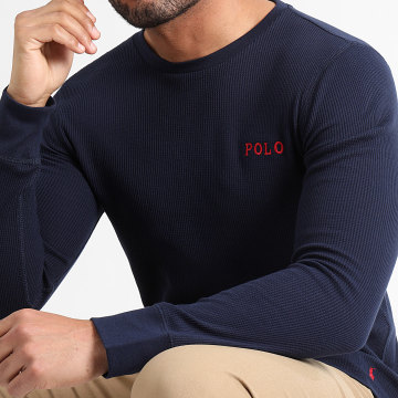 Polo Ralph Lauren - Maglietta a maniche lunghe con ricamo del logo blu navy