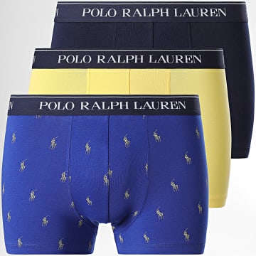 Polo Ralph Lauren - Lot De 3 Boxers Jaune Bleu Marine Bleu Roi