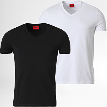 HUGO - Lot De 2 Tee Shirts Col V HUGO V 50325417 Noir Blanc