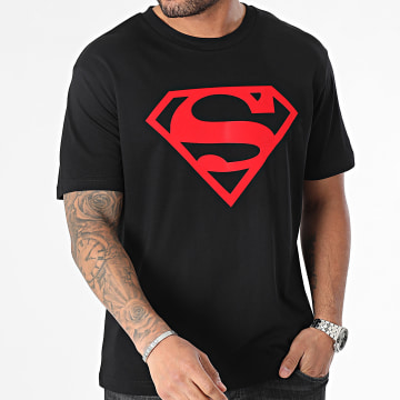 DC Comics - Maglietta oversize con logo Superman Nero Rosso