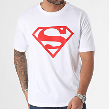 DC Comics - Maglietta oversize con logo Superman Bianco Rosso