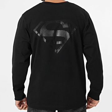 Superman - Tee Shirt Manches Longues Relaxed Superman Logo Carbon Noir