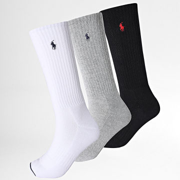 Polo Ralph Lauren - Lot De 3 Paires De Chaussettes Original Player Noir Blanc Gris Chiné