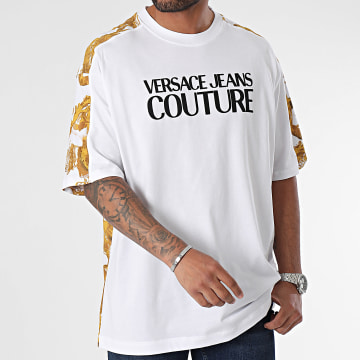  Versace Jeans Couture - Tee Shirt Cont Wcolor Logo 76GAH613-JS287 Blanc Doré Renaissance
