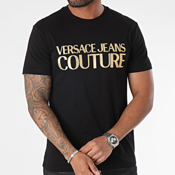  Versace Jeans Couture - Tee Shirt Logo Thick Foil 76GAHT00-CJ00T Noir Doré