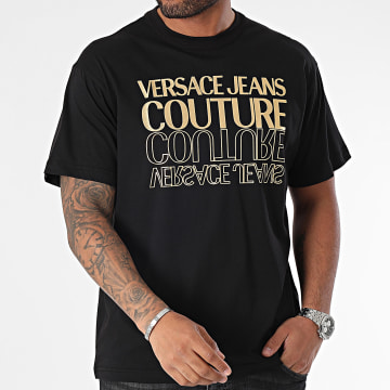  Versace Jeans Couture - Tee Shirt Upsidedown Gold 76GAHT10-CJ00T Noir Doré