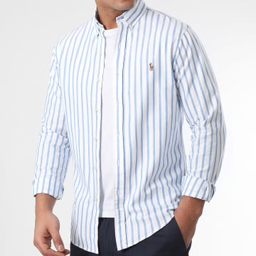 Polo Ralph Lauren - Original Player Camisa de manga larga a rayas blancas y azules