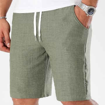 LBO - Pantaloncini Chino effetto lino 0916 Verde Khaki
