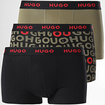 HUGO - Set di 3 boxer 50480170 Nero Verde Khaki