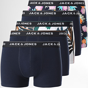 Jack And Jones - Lot De 5 Boxers Reece Floral Bleu Marine