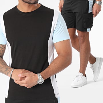 Zayne Paris  - Conjunto de camiseta de rayas negras y pantalón corto de jogging