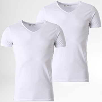 Petrol Industries - Set di 2 magliette slim con scollo a V Vlycra Bianco