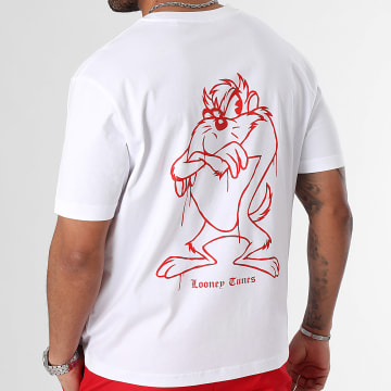 Looney Tunes - Camiseta oversize Angry Taz Blanco Rojo