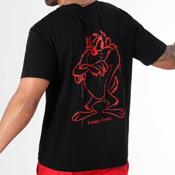 Looney Tunes - Angry Taz Oversize Camiseta Grande Negro Rojo