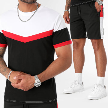 LBO - Ensemble Tee Shirt Et Short jogging 0156 Noir Blanc Rouge