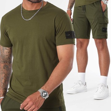 LBO - Conjunto de camiseta y pantalón corto verde caqui 0174