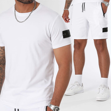 LBO - 0176 Conjunto de camiseta blanca y pantalón corto de jogging