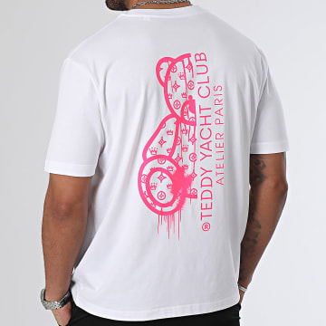 Teddy Yacht Club - Oversize Camiseta Large Atelier De Couture Blanco Rosa Fluo